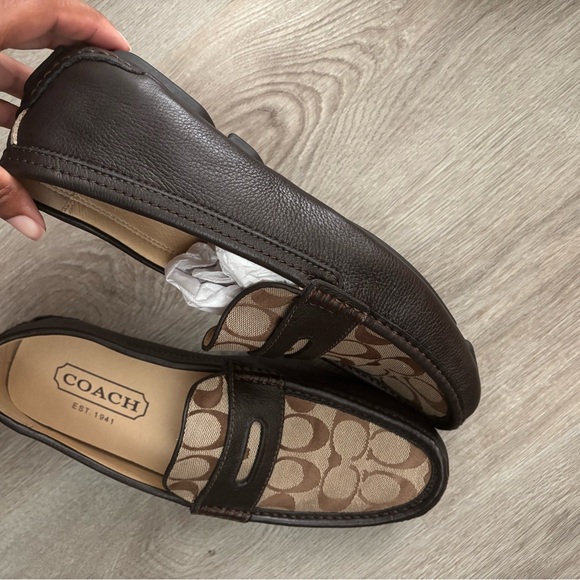 Men’s Coach leather loafers. Tan and brown size 10.5. Worn once. - Picture 4 of 5